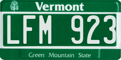 VT license plate LFM923
