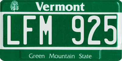 VT license plate LFM925