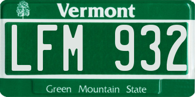 VT license plate LFM932