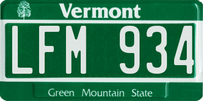 VT license plate LFM934