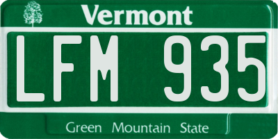 VT license plate LFM935