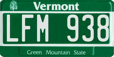 VT license plate LFM938