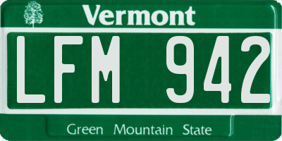 VT license plate LFM942