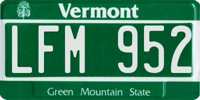 VT license plate LFM952