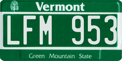 VT license plate LFM953