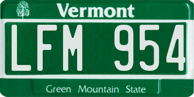 VT license plate LFM954