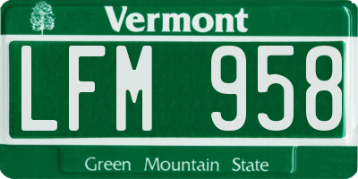 VT license plate LFM958
