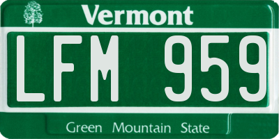 VT license plate LFM959