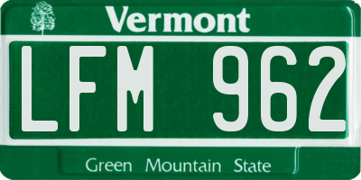 VT license plate LFM962