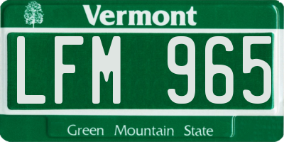 VT license plate LFM965