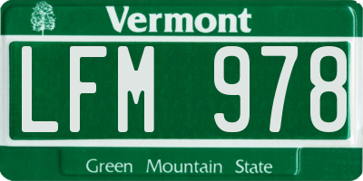 VT license plate LFM978