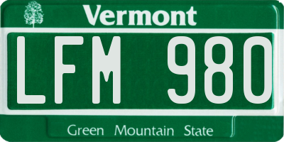 VT license plate LFM980