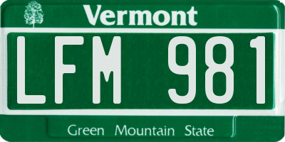 VT license plate LFM981