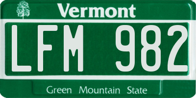 VT license plate LFM982