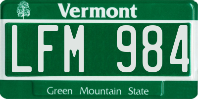 VT license plate LFM984