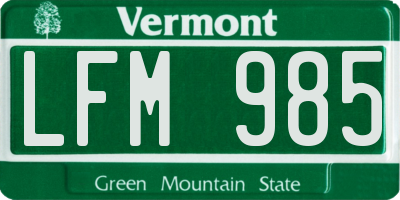 VT license plate LFM985