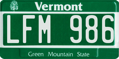 VT license plate LFM986
