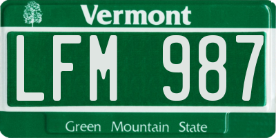 VT license plate LFM987