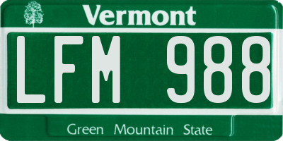 VT license plate LFM988