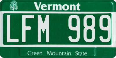 VT license plate LFM989