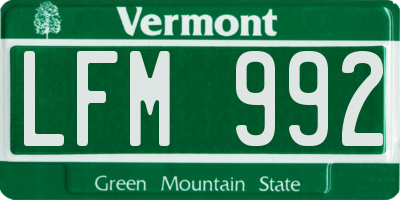 VT license plate LFM992