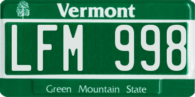 VT license plate LFM998