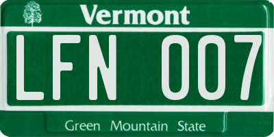 VT license plate LFN007