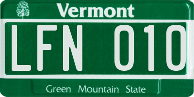 VT license plate LFN010