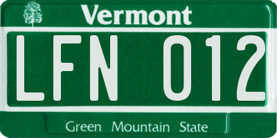 VT license plate LFN012