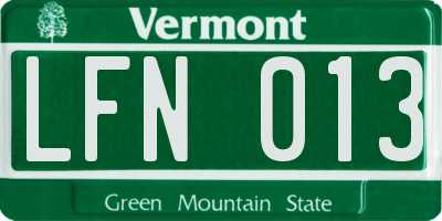VT license plate LFN013