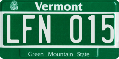 VT license plate LFN015
