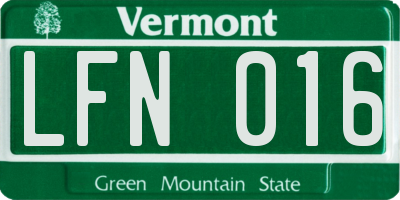 VT license plate LFN016