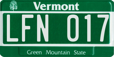 VT license plate LFN017