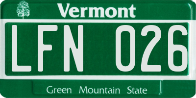 VT license plate LFN026