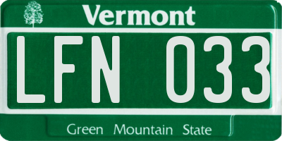 VT license plate LFN033