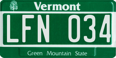 VT license plate LFN034