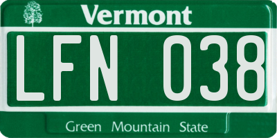 VT license plate LFN038