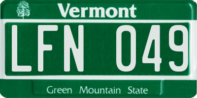 VT license plate LFN049