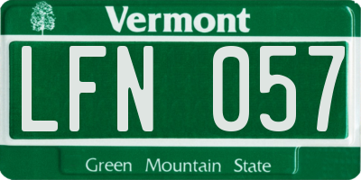 VT license plate LFN057