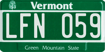 VT license plate LFN059