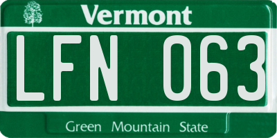 VT license plate LFN063