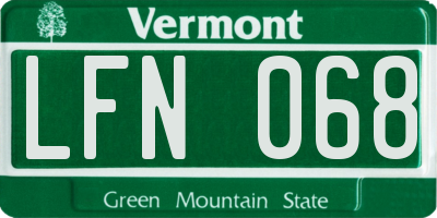 VT license plate LFN068