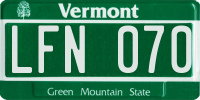 VT license plate LFN070