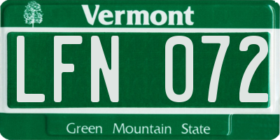 VT license plate LFN072