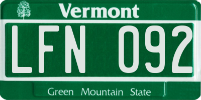 VT license plate LFN092