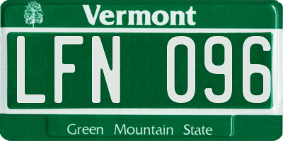 VT license plate LFN096