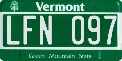 VT license plate LFN097