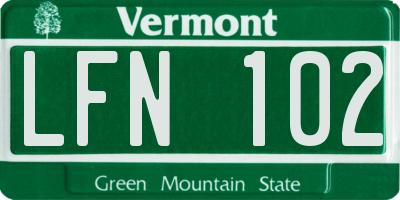 VT license plate LFN102