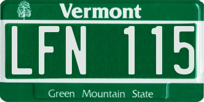 VT license plate LFN115