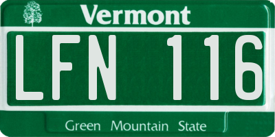 VT license plate LFN116